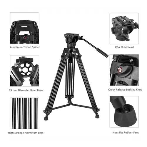 Trípode Profesional TRIOPO DV965+HY550 Para Video - fibra de carbono - Imagen 2