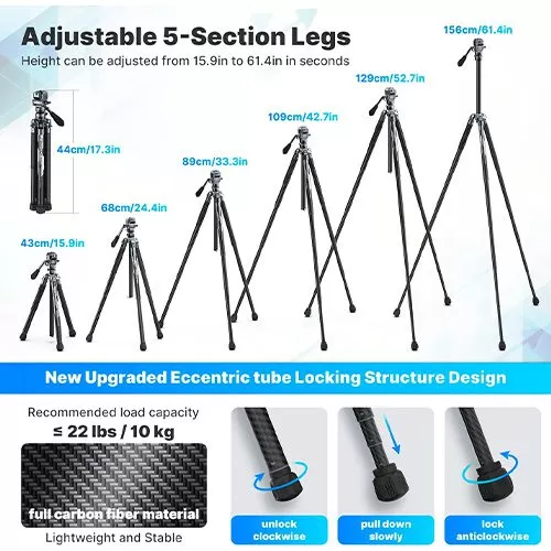 Tripode Viajero ULANZI F38 Travel Ultra Compacto en Carbono - Imagen 3